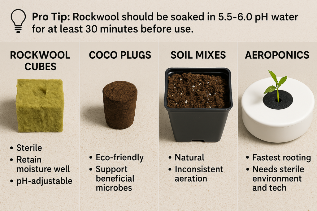 Different Rooting Medium for cannabis clone