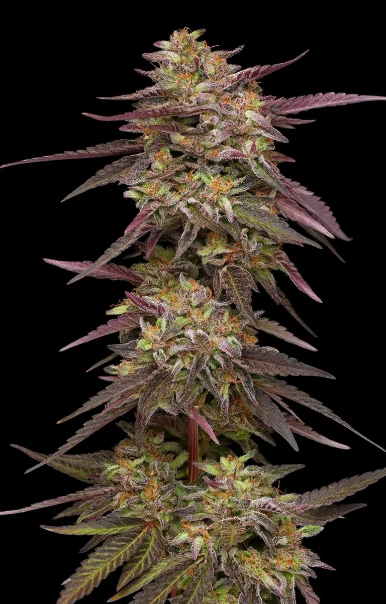 A medium‑tall cannabis plant with dense resin-coated buds and minty freshness, emanating crisp pine and herbal aroma—Cob Salad by Humboldt Seed Company.